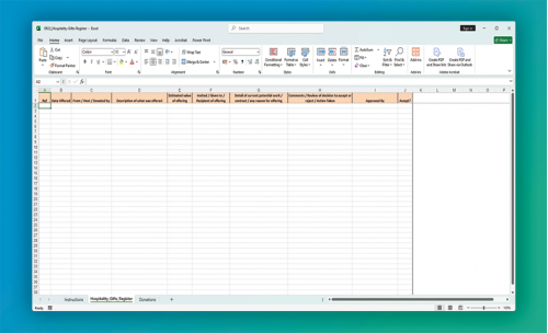ER22 Hospitality and Gifts Register 