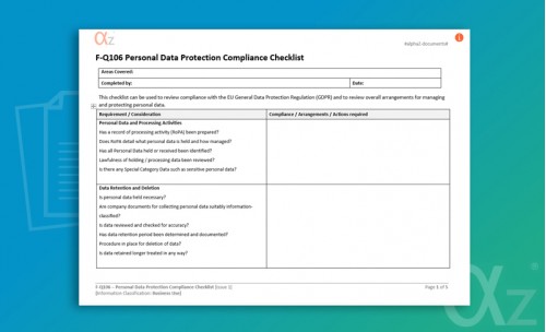 F-Q106 GDPR Compliance Checklist 