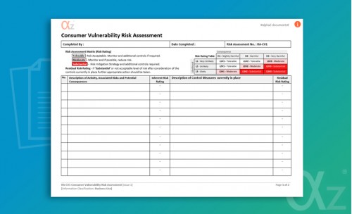 RA-CV1 Consumer Vulnerability Risk Assessment 