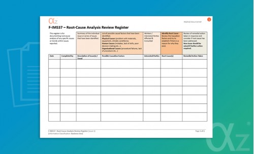 F-IMS37 Root Cause Analysis Review Register 