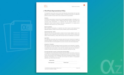 P-118 Third Party Representatives Policy 