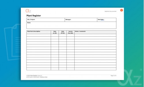 F-Q111 Plant Register