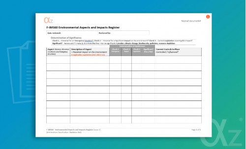 F-IMS60 Environmental Aspects and Impacts Register